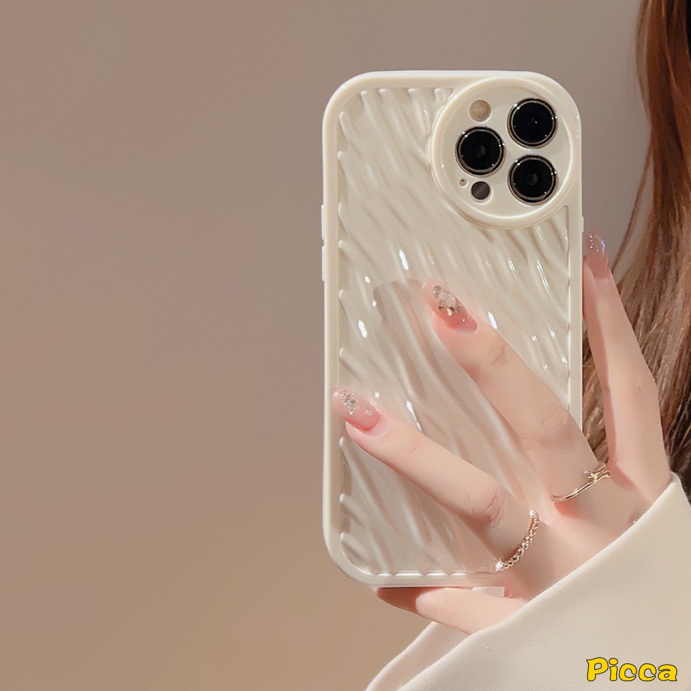 IPHONE Case Glossy Lensa Bulat Riak Air Sederhana Kompatibel Untuk Iphone7 8 Plus 11 Pro Max XR 12 13 14 Pro Max14 Plus X XS Max 11Pro Max SE 2020fashion Mewah Tahan Guncangan Soft TPU Case