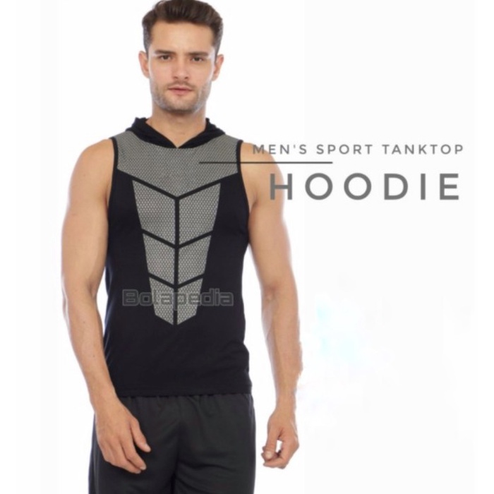 SINGLET KAOS BODY GYM HOODIE Singlet hoodie kaos tanktop gym training tanktop baju olahraga pria