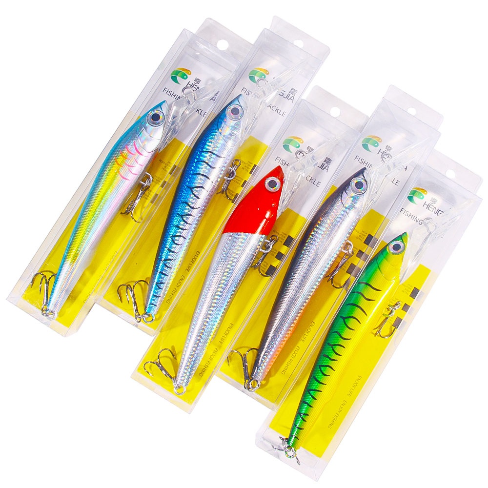 Hengjia Baru 1Pcs 24cm /100g Kedalaman Menyelam Swimbait Tenggelam Ikan Kecil 3D Mata Laser Troli Memancing Umpan Crankbait Air Asin Memancing Umpan Laut Memancing Aksesoris