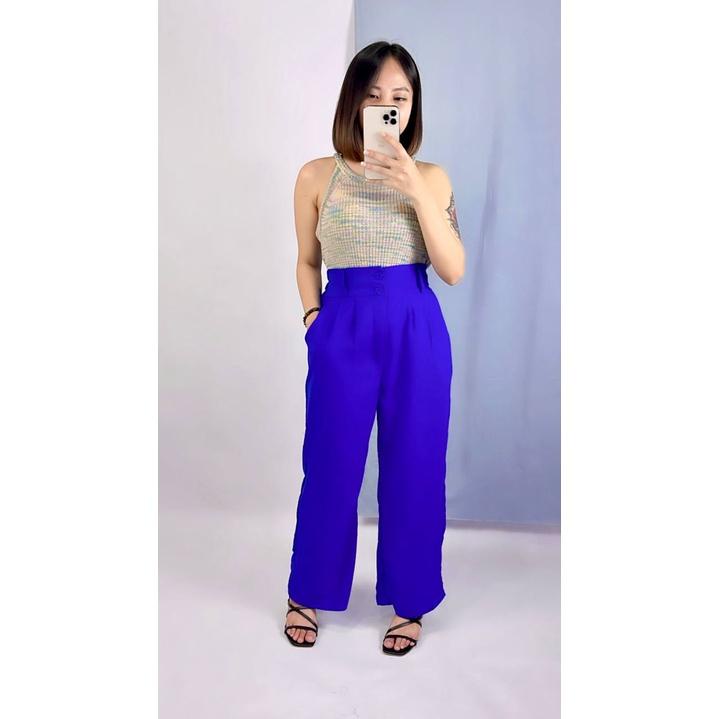 KULOT NORA PANTS DOUBLE KANCING ZS 160 LOOSE PANTS TROUSERS CELANA PANJANG WANITA CEWEK CRINKLE TERBARU