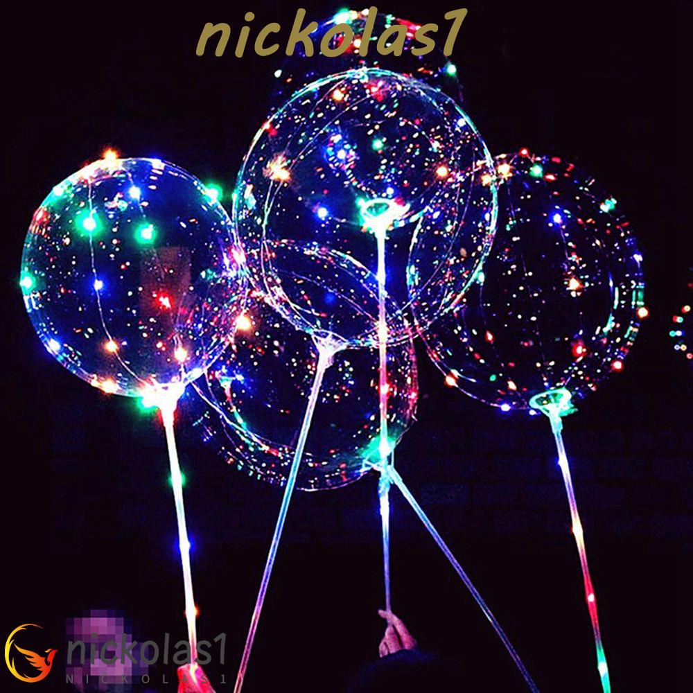 NICKOLAS1 Bobo Balon Pegangan Transparan Dekorasi Perlengkapan Lampu LED Dengan Stik Light Balloon