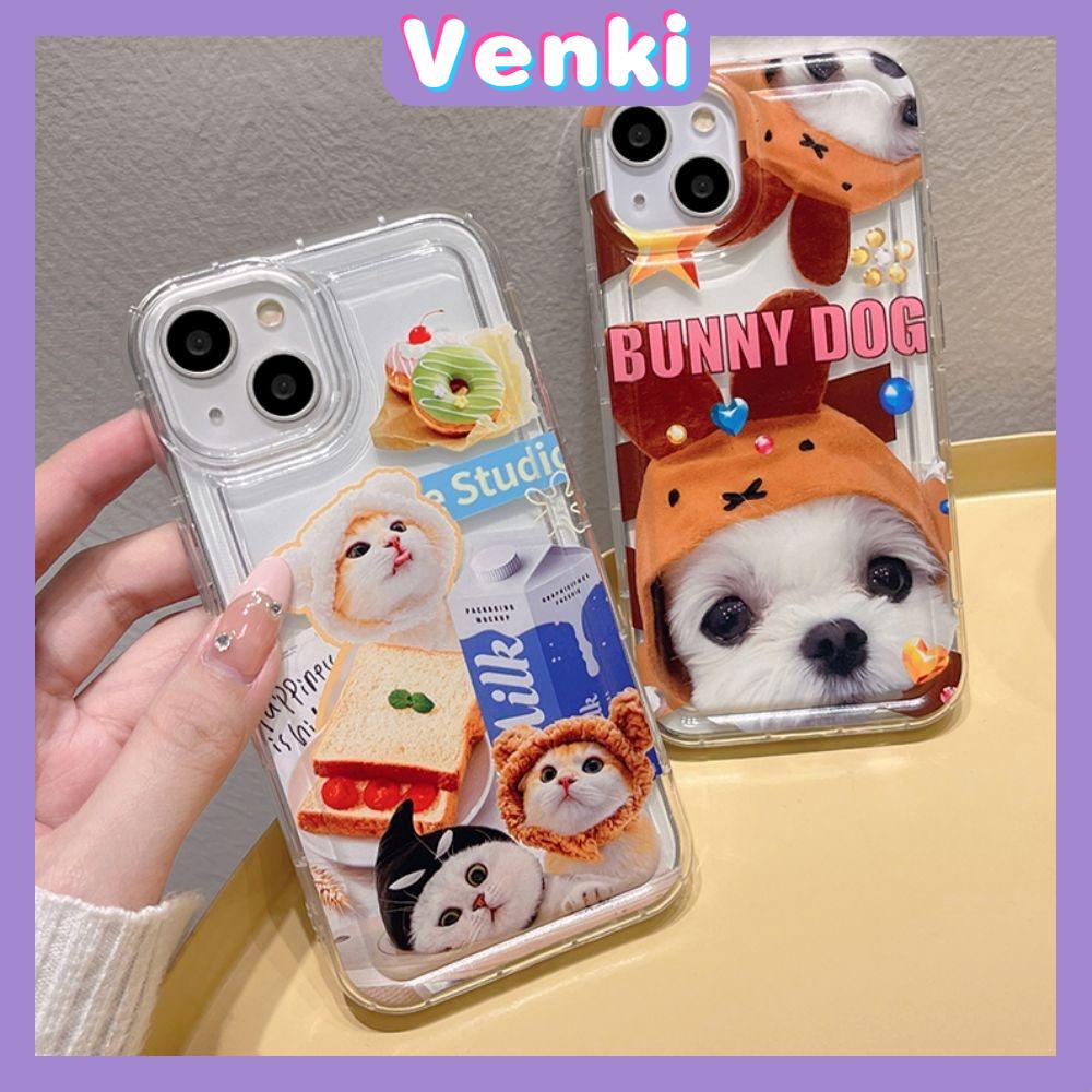 VENKI - Untuk iPhone 11 Case Bening Lembut TPU Case Airbag Shockproof Perlindungan Kamera Anak Kucing Lucu Kompatibel dengan iPhone 14 13 Pro Max iPhone 12 Pro Max XR XS 7Plus 8Plus