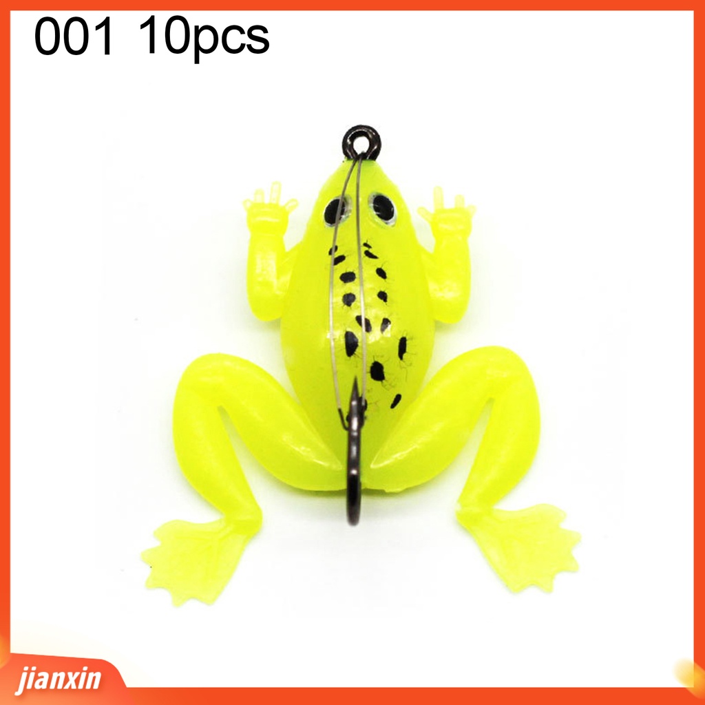 (In Stock) 10Pcs /Set Umpan Kodok Hidup Tajam Kait Lembut Thunder Frog Blackfish Bionic Simulasi Umpan Untuk Outdoor