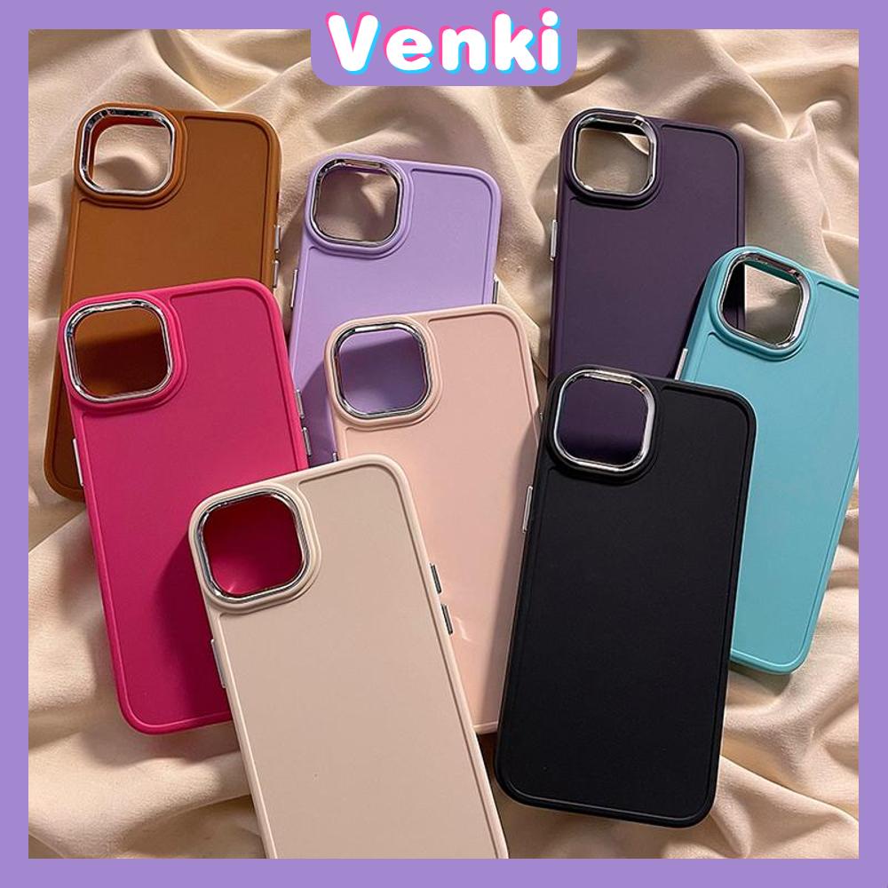 VENKI - Untuk iPhone 11 Casing Ponsel Lubang Halus TPU Kubus Rubik Plating Bingkai Lensa Casing Ponsel Anti Guncangan Casing Kamera Sederhana Kompatibel dengan iPhone 14 13 Pro max 12 Pro Max 11 7 8 Plus