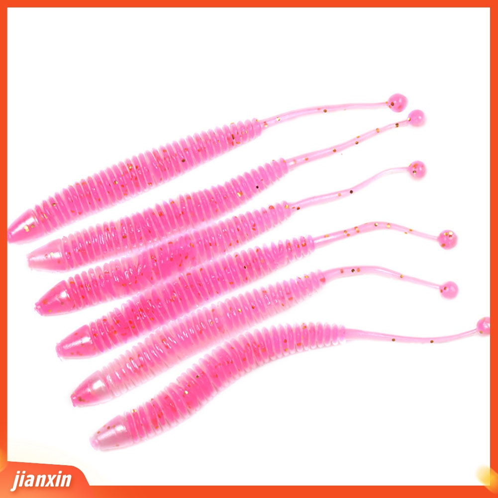 (In Stock) 6Pcs 8cm 1g Bentuk Ekor Umpan Ikan Cacing Lembut Lure Outdoor Fishing Tackle Tool