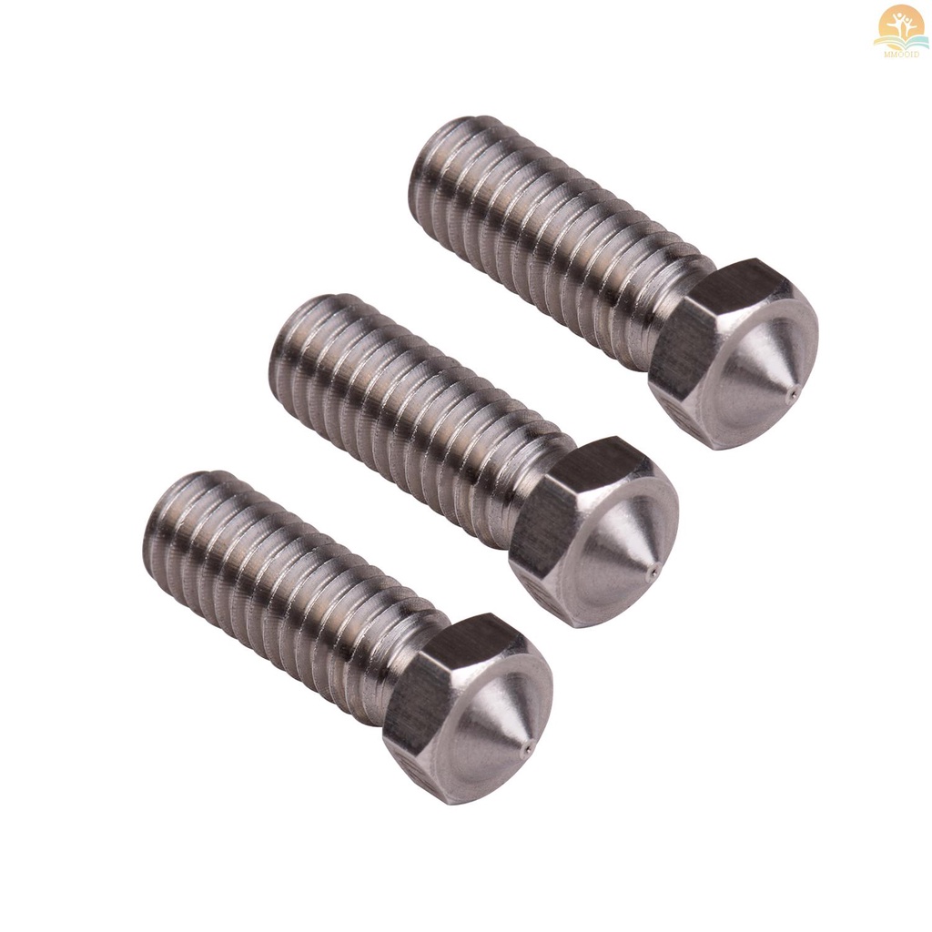 In Stock 3pcs 3D Printer Extruder Stainless Steel Volcano Nozzle M6 Thread Kepala Printer 0.2mm Output Untuk Sidewinder X1 TEVO Little Monster 1.75mm Filamen