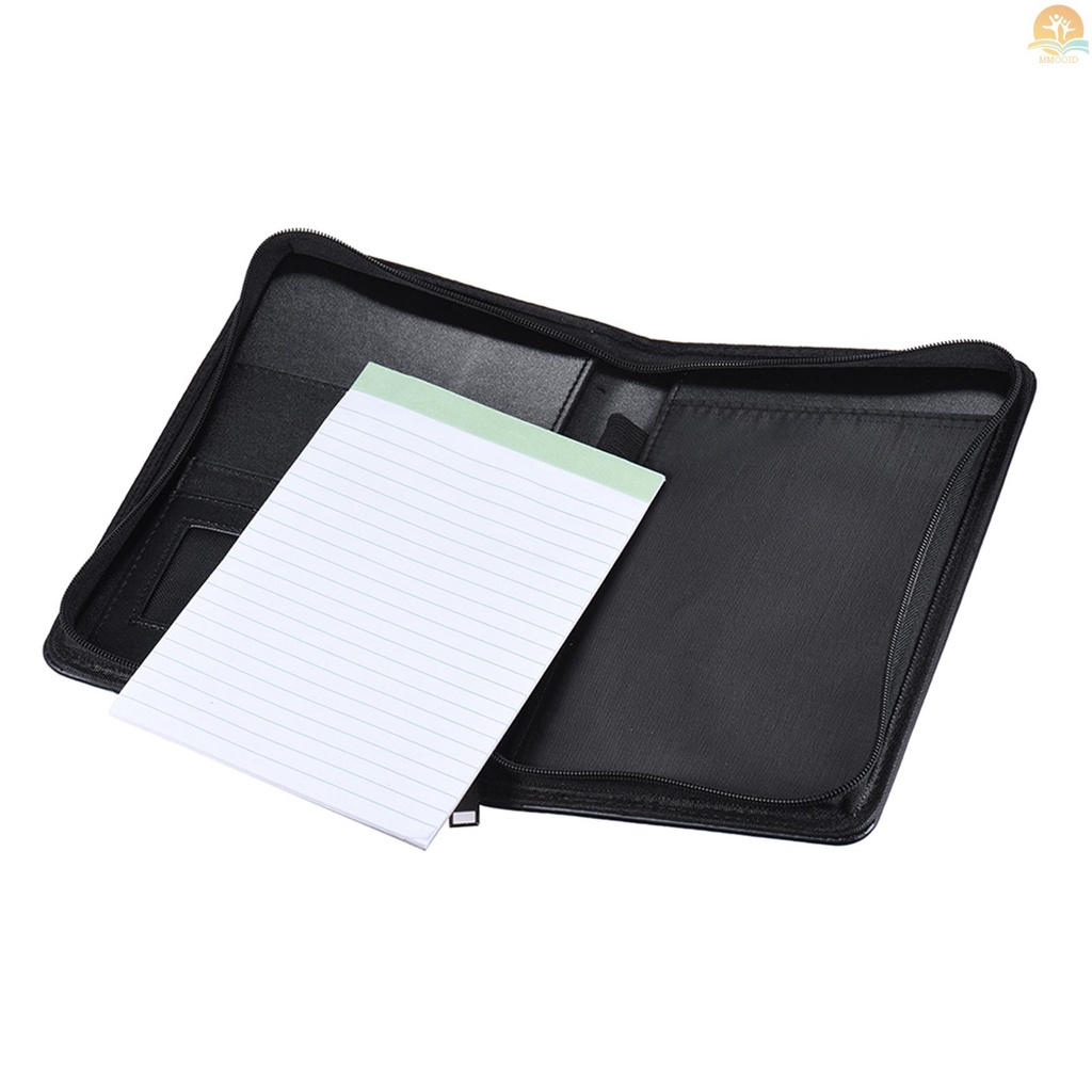 In Stock Portable Business Portfolio Padfolio Folder Dokumen Case Organizer Bahan Kulit PU Dengan Holder Kartu Nama Memo Note Pad