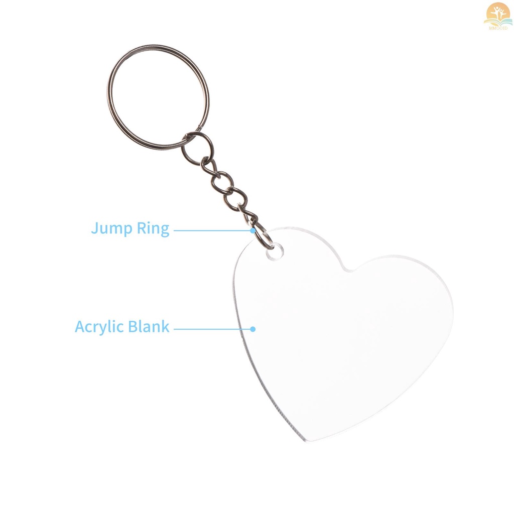 In Stock 50PCS Akrilik Gantungan Kunci Kosong Ornamen Gantungan Kunci Untuk Vinyl Transparan Lingkaran Disc Curah Untuk DIY Proyek Dan Kerajinan Lukisan Mengukir Dekorasi Key Chain Supplies