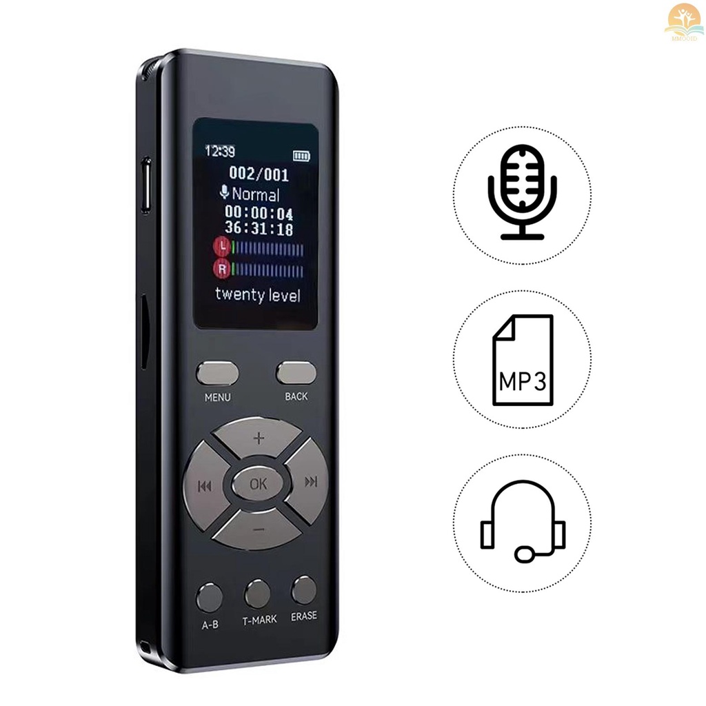 In Stock Perekam Suara Pengurangan Kebisingan Cerdas Dengan Mikrofon High-fidelity A-B Loop Playback MP3 2-Channel Rekaman Stereo Perekam Audio Digital Untuk Guru Siswa Jurnal