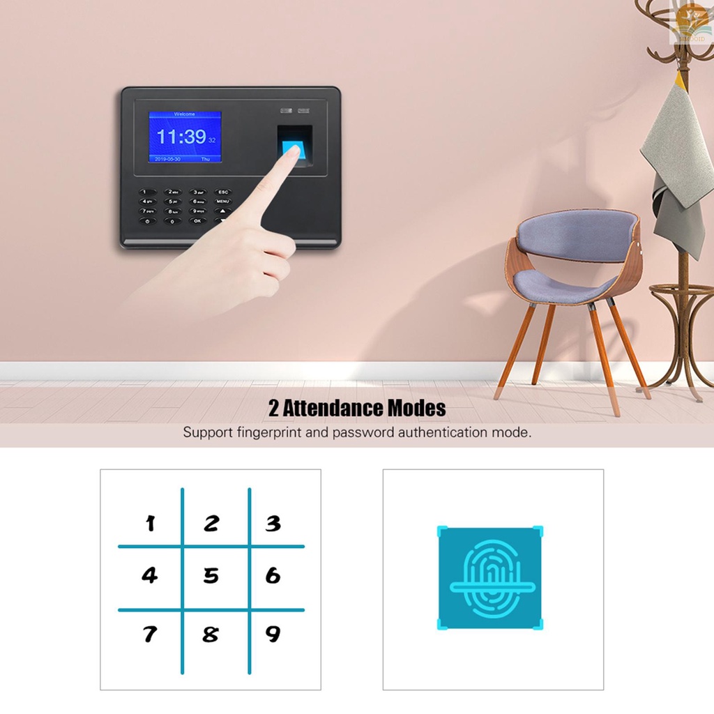 In Stock Biometrik Fingerprint Password Time Attendace Machine Karyawan Cek-in Time Clock Recorder Reader Dengan Layar TFT 2.8 Inci Multi Bahasa Dukungan USB Disk Data Downloa