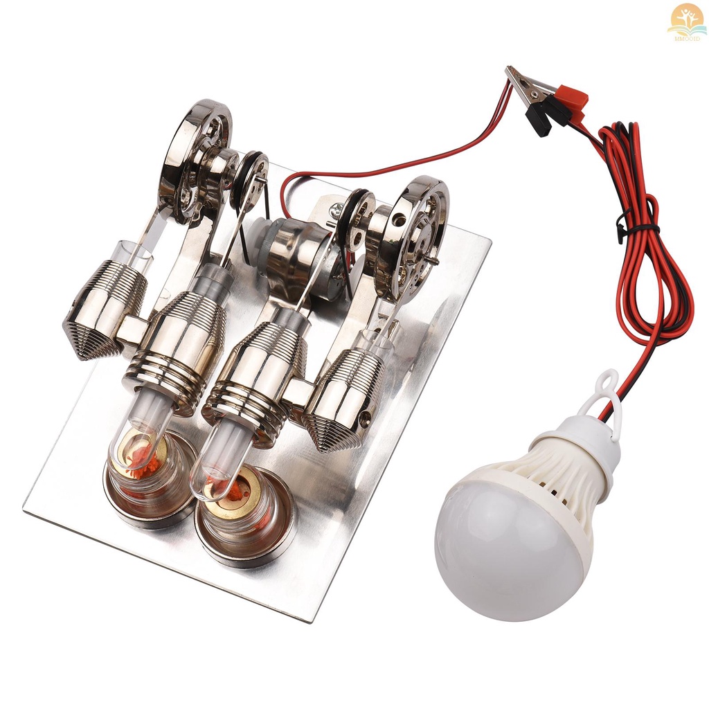 In Stock Stirling Engine Kit Dual Engine Generator Hot Air Model Motor Model Generator Fisik Dengan Desain Roda Gila Percobaan Sains Mainan Edukasi DIY Untuk Guru Dewasa Anak Sc