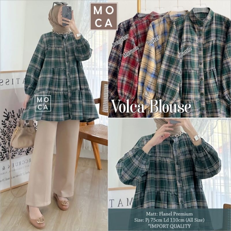 VOLCA BLOUSE ORI MOCA | Ld110 Flanel Premium