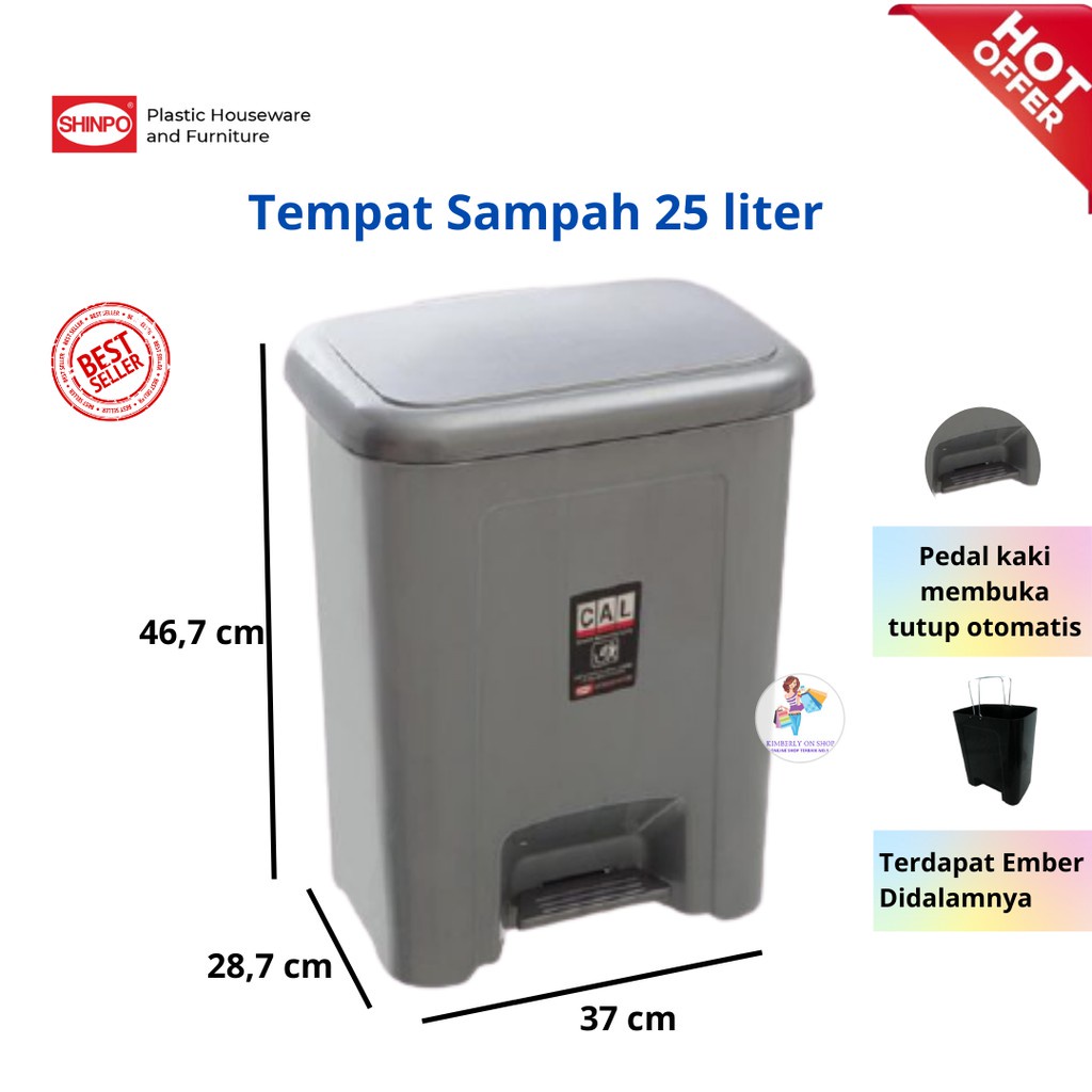 Tempat sampah Injak Step on Dustbin 25 Liter 725 Shinpo