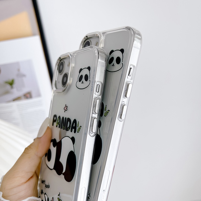 【Independent buttons】Clear Silicone Soft Case IPhone 6S 7 8 Plus SE XR XS Max 11 12 13 14 Pro Max 14 Plus Cute China Panda