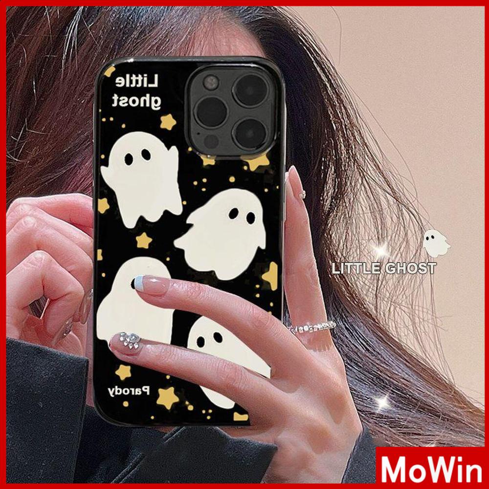 Case iPhone 14 Pro max iPhone Case Glossy TPU Permen Case Lembut Shockproof Perlindungan Kamera Gloss Hitam Hantu Lucu Kompatibel dengan iPhone 13 Pro max 12 Pro Max 11 xr xs max 7 8Plus