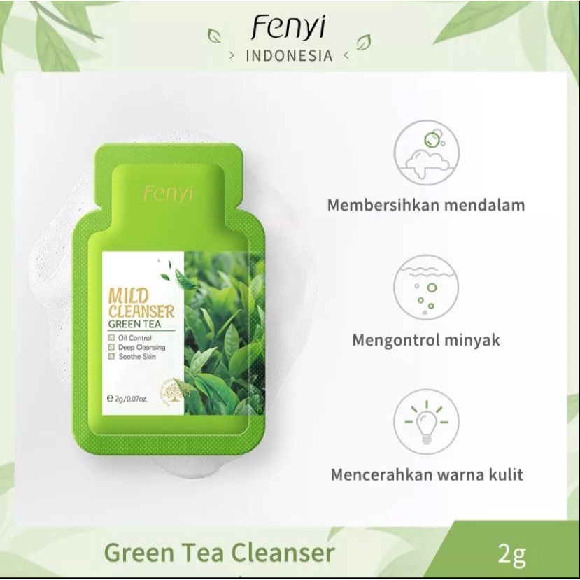 Fenyi Green Tea Facial Wash Foam Cleanser Sachet Mengurangi Bekas Jerawat 2g