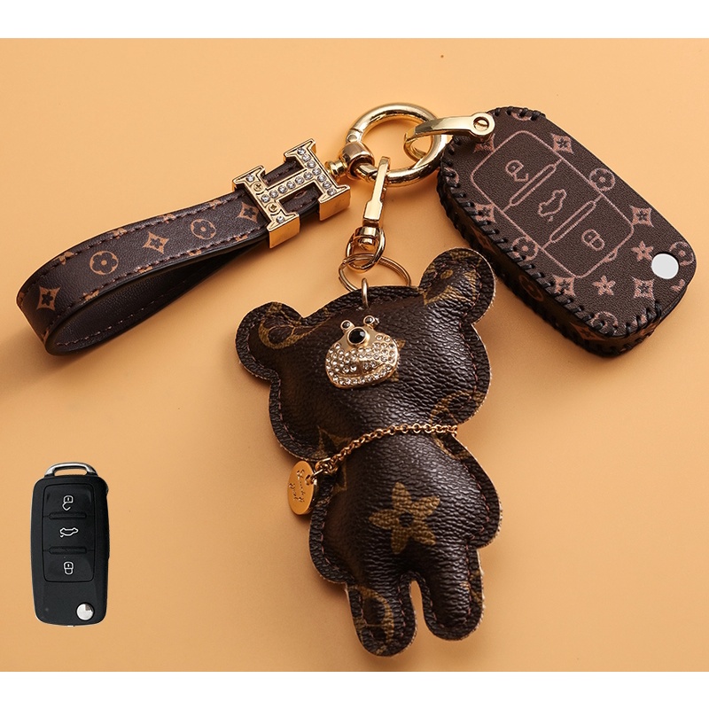 Audi a3 key case Female2021Cherri qq ice Cream2022 ice cream cone Tanpa Batas sundae Kepribadian Lucu Kartun Lipat Baru20Kunci Mobil ring key case