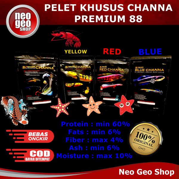 Pelet PREMIUM 88 BLUE BIRU CHANNA CANA Makanan Pakan ikan