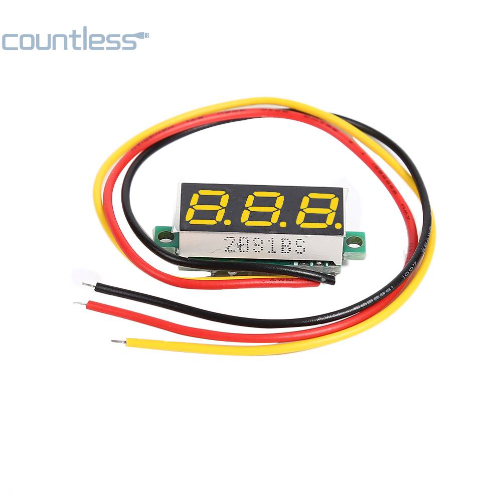 0.28 inch DC 0-100V 3kabel Mini Gauge Voltage Meter Voltmeter LED Display -uk [Tanpa Jumlah)