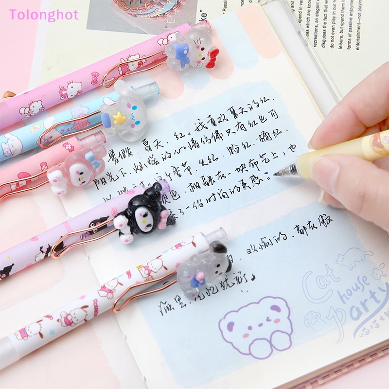 Tolonghot&gt; 1pc Resin Patch Press Pen Gadis Kecantikan Tinggi Pena Logam Klip Pena Netral Super Cute Siswa Alat Tulis Dengan Baik