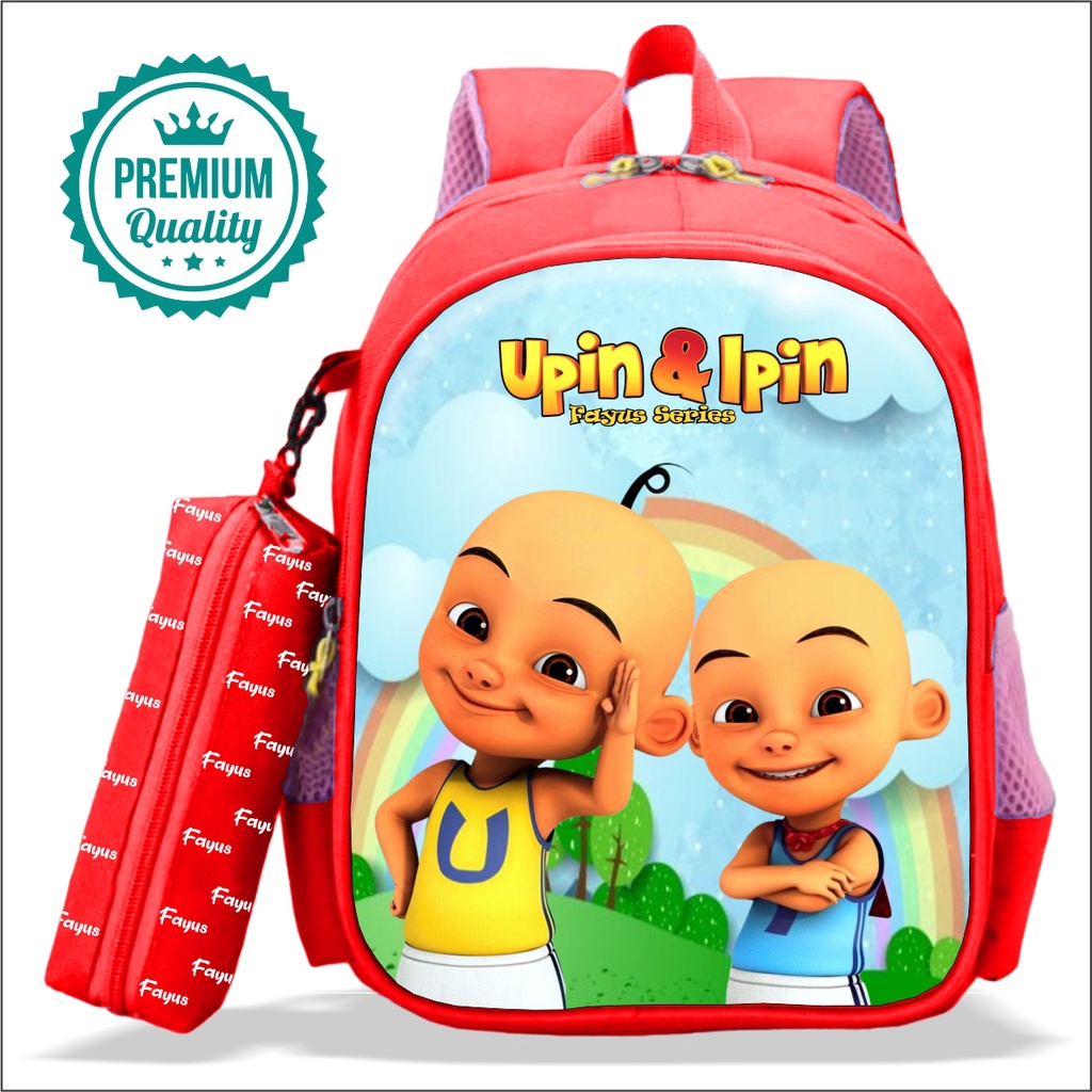 PREMIUM Tas anak sekolah laki laki karakter kartun UPIN IPIN ransel terbaru 2022 bisa bayar di tempa