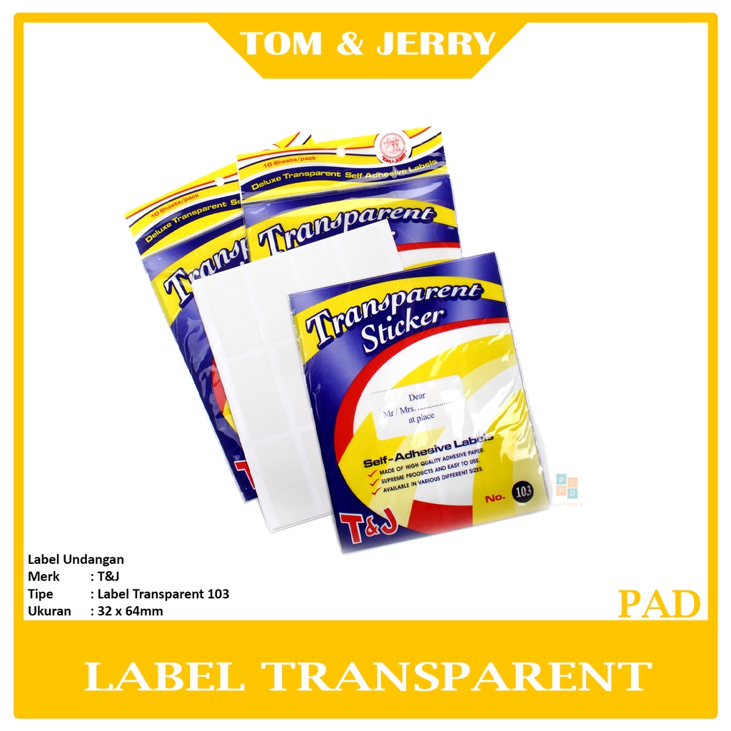 TOM & JERRY - Label Transprarent Undangan 103 - Pad