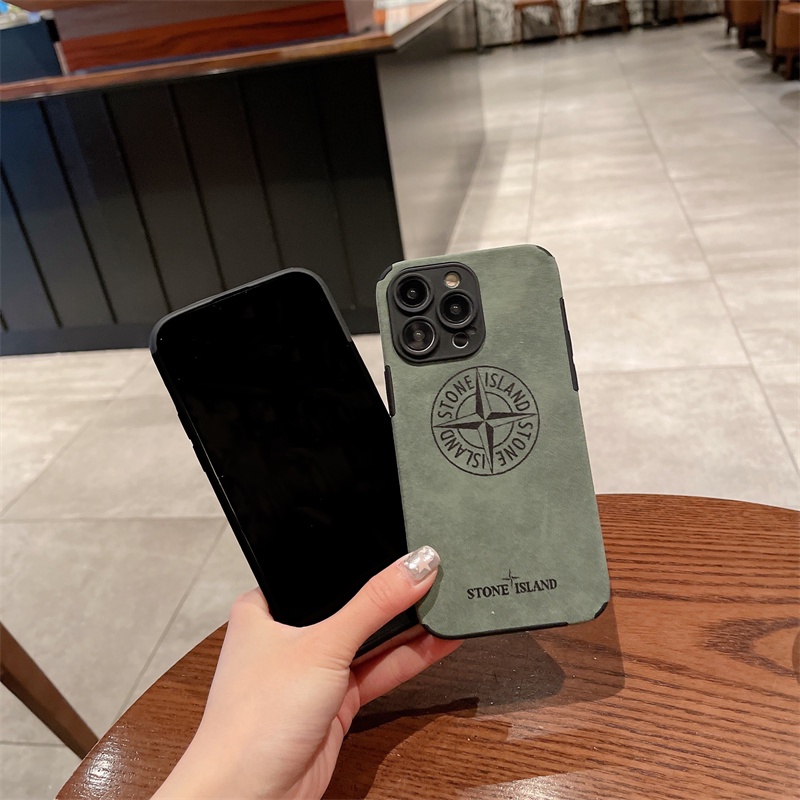 IPHONE Casing Soft Phone Case Retro Stone Island Trendi Kompatibel Untuk Iphone13 12 11 Pro X XS MAX XR 78 Plus Warna Kulit Domba Kotak Kulit Domba Soft Case COD