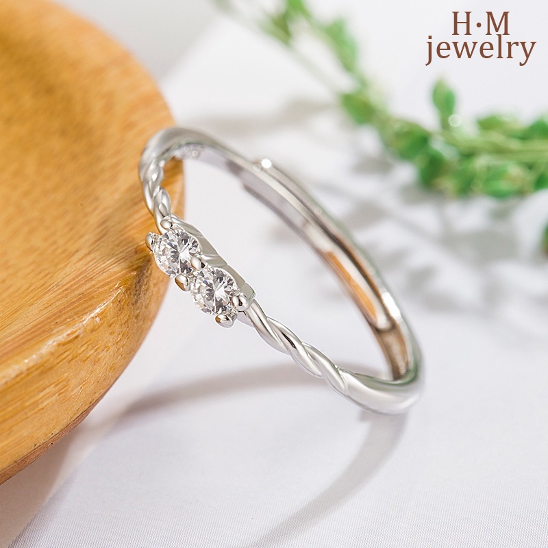 2023new Cincin Berlian Mengkilap Ringan Mewah Halus AAA Zircon Open Ring