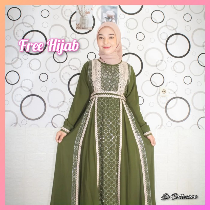 Promo COD Gamis Kaftan Ceruty Modern - Dress Lebaran -Dres Kaftan Muslim Terbaru - Rose Gold, M