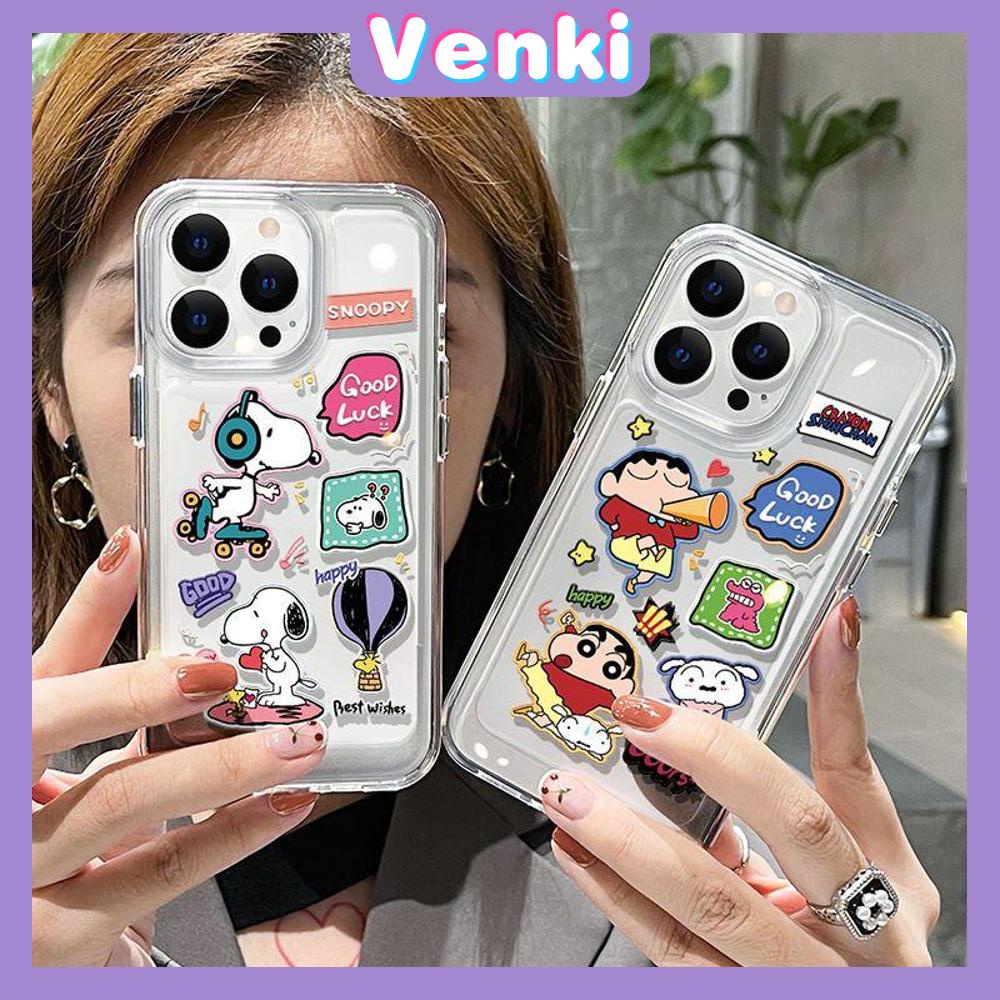 VENKI - Untuk iPhone 11 Case Clear Space Hard Acrylic Case Shockproof Protection Camera Lucu Kartun Manusia Anjing Kompatibel dengan iPhone 14 13 Pro Max iPhone 12 Pro Max XR 7Plus 8Plus