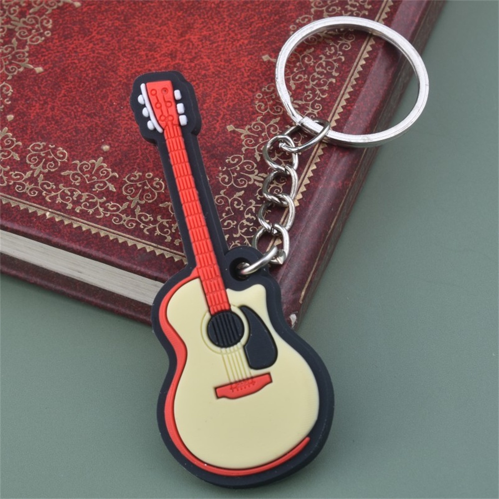 Kreatif Alat Musik Gantungan Kunci Trendi Gitar Biola Saxophone Silikon Keyrings Untuk Pria Wanita Gantungan Kunci Mobil Aksesoris