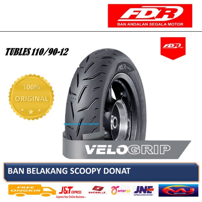 BAN TUBELESS TUBLESS FDR 110/90-12 VELO GRIP/BAN BELAKANG SCOOPY DONAT