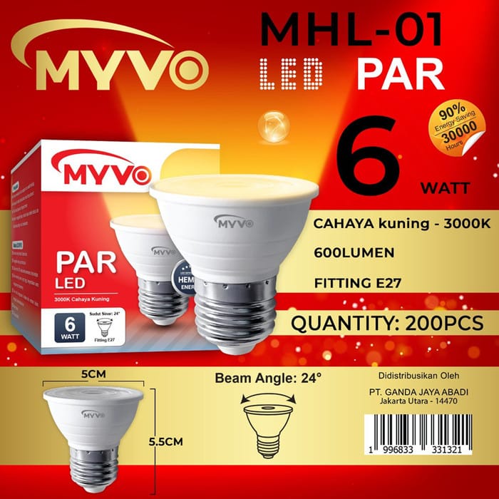 MYVO LAMPU LED PAR SOROT 6 WATT LAMPU SPOT LAMPU DEKORASI INDOOR OUTDOOR 6W MURAH IRIT AWET TAHAN LAMA PLANET LED