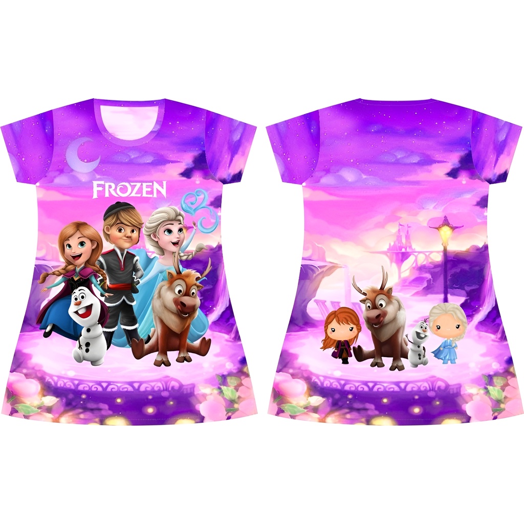 Dress Anak Perempuan Daster Anak Perempuan Frozen Printing dress anak Perempuan baru viral