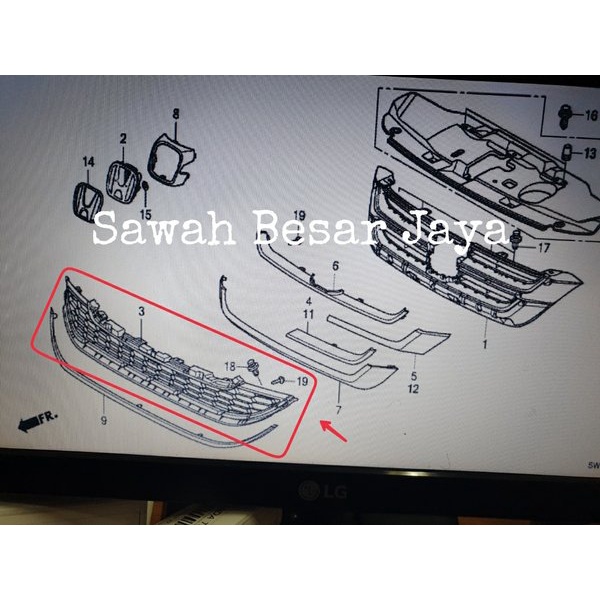 Lower Grille - Grill Gril Jaring Sarang Tawon Depan Bawah Honda CRV CR-V Gen.3 Facelift 2010 2011 20