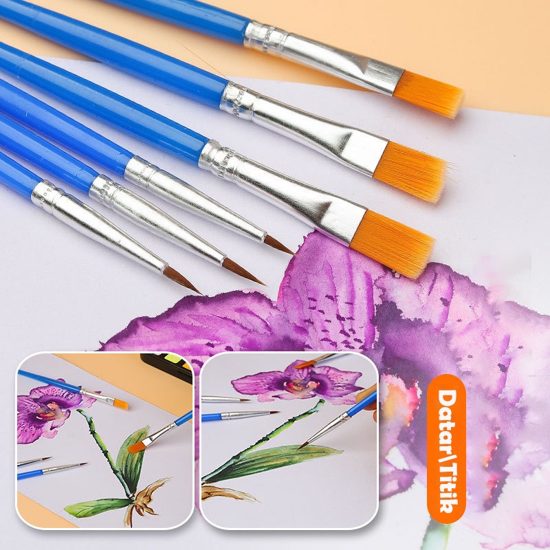

tyvf Ready Stock50pcs Kuas Lukis Akrilik / Flat Tip Sikat Runcing Sikat Kuas Lukis Set / Nilon Cat