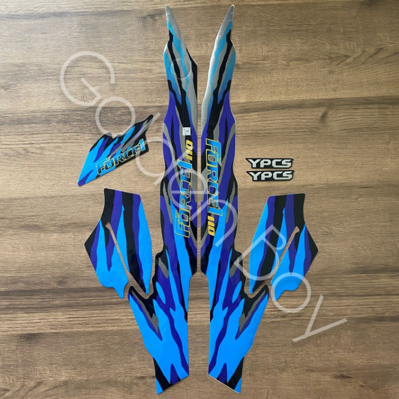 STIKER STRIPING LIS STANDAR YAMAHA FORCE 1 1993 1994 1995 Striping Force 1 1993 Hitam (Biru)