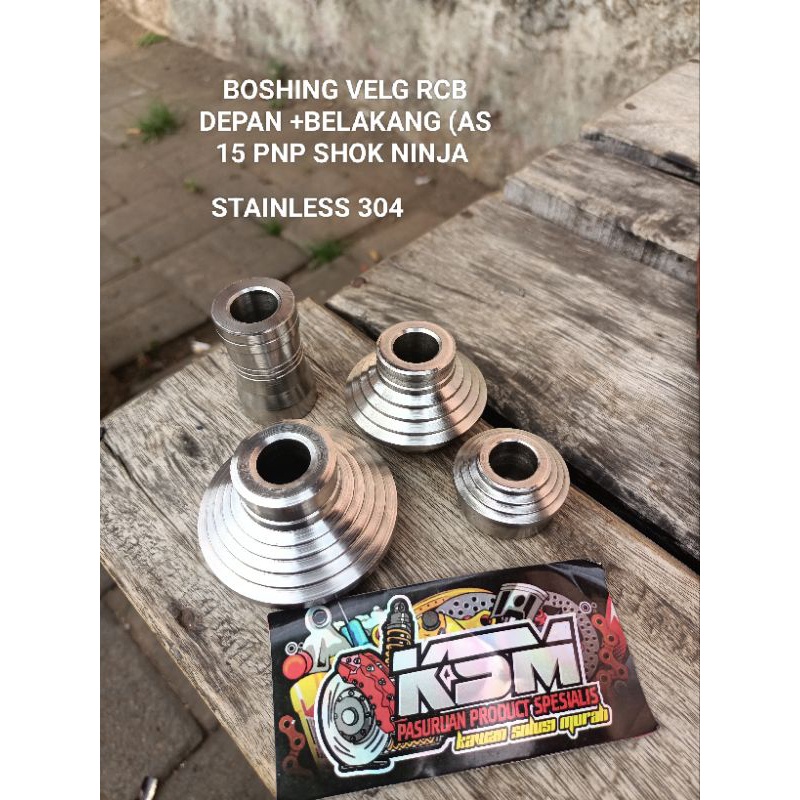 BOSHING GEARBOX VELG RCB STAINLESS 304 PNP SHOK DEPAN NINJA RR R RR SS (DEPAN +BELAKANG) KAWAN SETIA