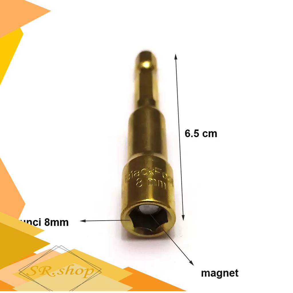 kunci baut baja ringan Hex nut Kunci Socket Baut Baja Ringan Magnetic Socket Mata Sock Mesin Bor 8 m