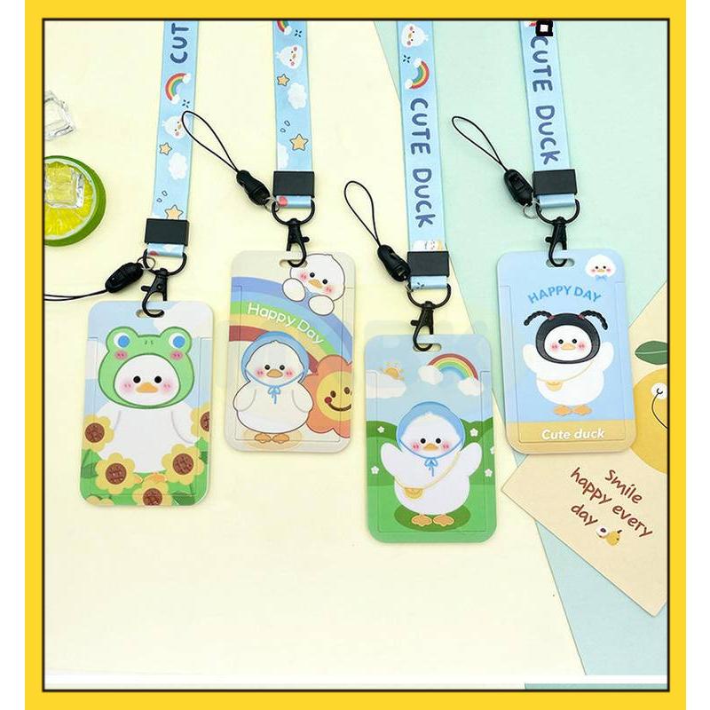 

⭐ MKBK ⭐ Duck ID Card Holder Cartoon Card Sleeve Photocard Pelindung Kartu Case Tali Lanyard Card Holder Foto Duck Dengan Gantungan Kunci School ID Work ID Card Holder Kartu Metro Kartu Bus Cover Kartu Bank