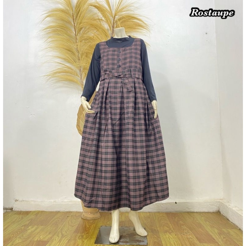 Overall motip kotak-kotak Zara//Overall+manset viral 2023 //Overall wanita//Bisa COD