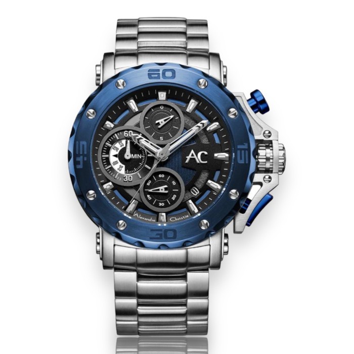 jam tangan pria alexander cristie original ac9205 silver blue Vs