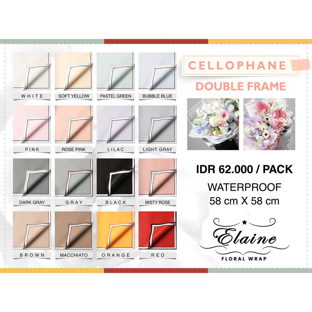 

FLOWER WRAPPING DOUBLE FRAME CELLOPHANE WATERPROOF KERTAS BUKET BUNGA (ECER)/ FLOWER WRAP