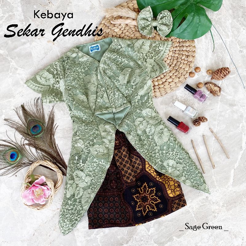kebaya sekar gendhis kebaya brukat sage green kebaya brukat sage anak dan dewasa