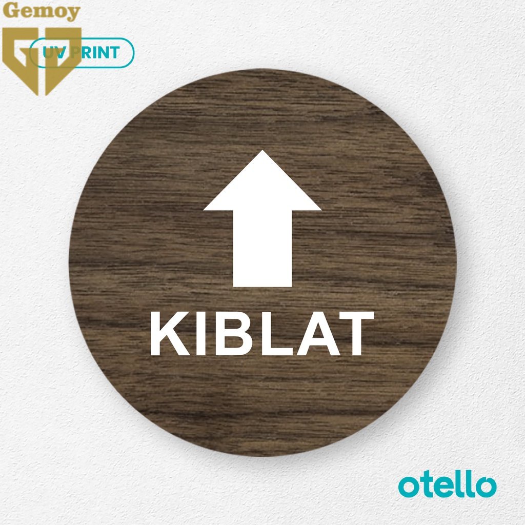 Signage Arah Kiblat Sign Board Label Tempel Kayu Penunjuk Arah Sholat Sticker Stiker Rambu