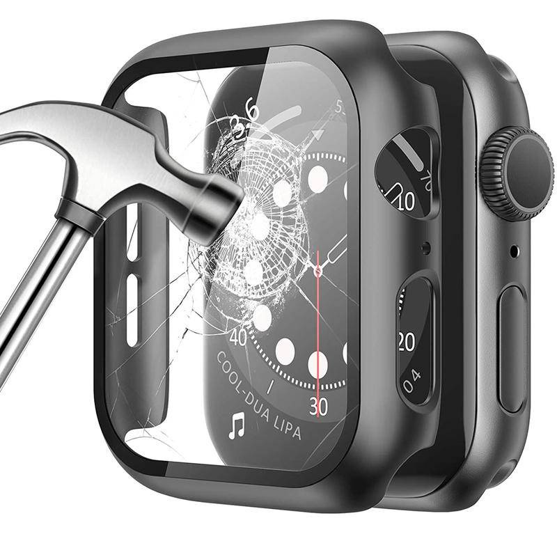 Kaca+tutup Untuk Apple Watch case Series8 7 45mm 41mm Aksesoris Pelindung Layar iWatch Series6 5 4 3 2 SE 44mm 42mm 40mm 38mm