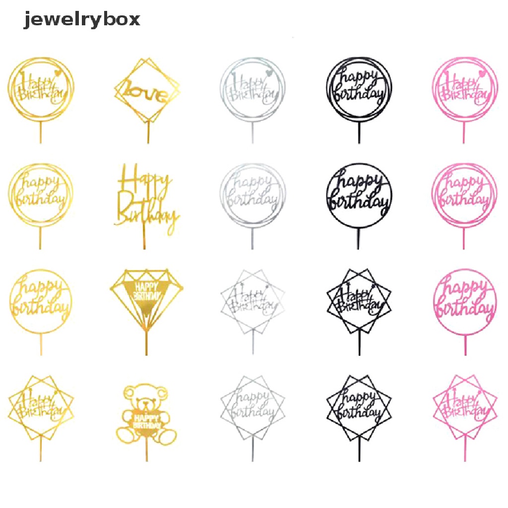 [jewelrybox] 10pcs Akrilik Hand wrig Happy Birthday Cake Topper Dessert Dekorasi Pesta Butik