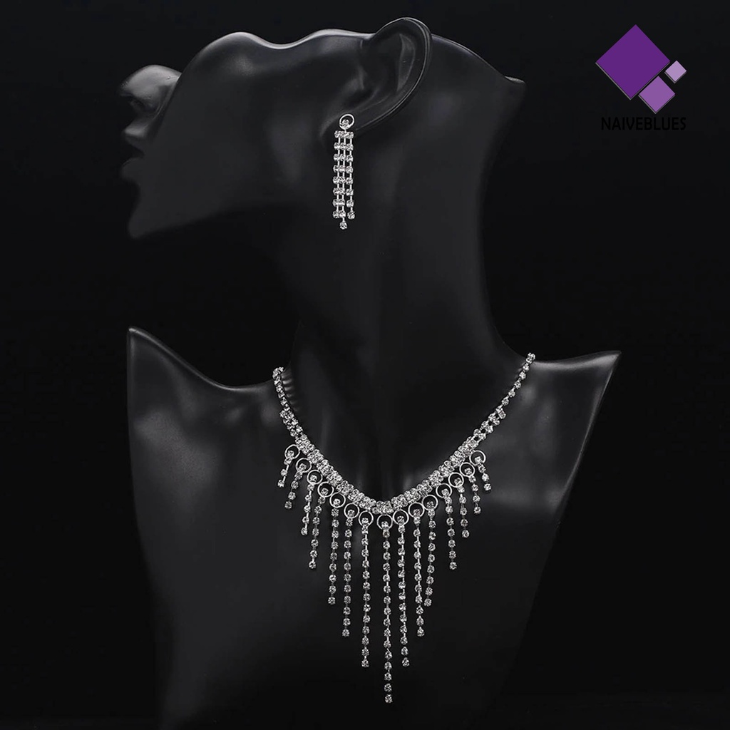 Naiveblue &gt; 1set Anting Rumbai Bertatahkan Temperamen Pengerjaan Indah Gloss Rumbai Shinyny Aksesori Berat