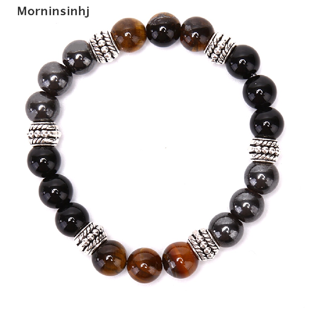 Mornin Gelang Manik Batu Alam Tiger Eye Magic Hematite Obsidian Bangle Wanita id