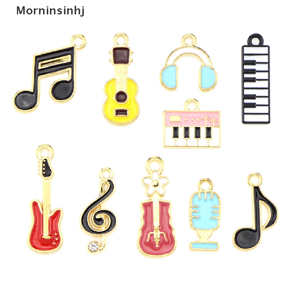 Mornin 10Pcs/set Musik Musical Note Enamel Ch Liontin DIY Gelang Kalung Anting Membuat Perhiasan Aksesoris id